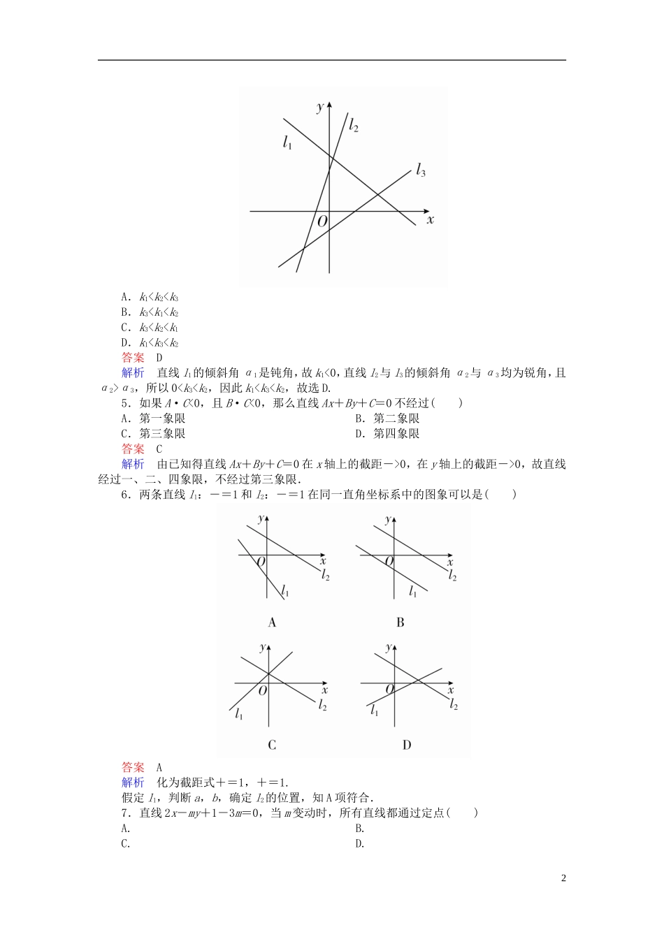 高考数学 考点通关练 第七章 平面解析几何 45 直线的方程试题 文-人教版高三全册数学试题_第2页