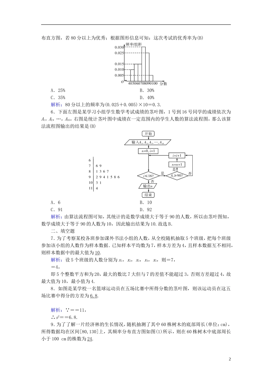 高考数学一轮复习 第十章 算法初步、统计、统计案例 课时达标66 用样本估计总体 理-人教版高三全册数学试题_第2页