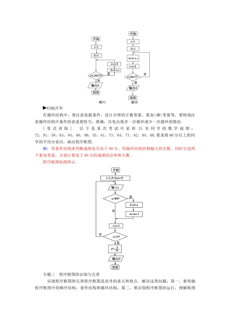 高中数学 第一章 算法初步章末复习课 新人教版必修3-新人教版高一必修3数学试题_第3页