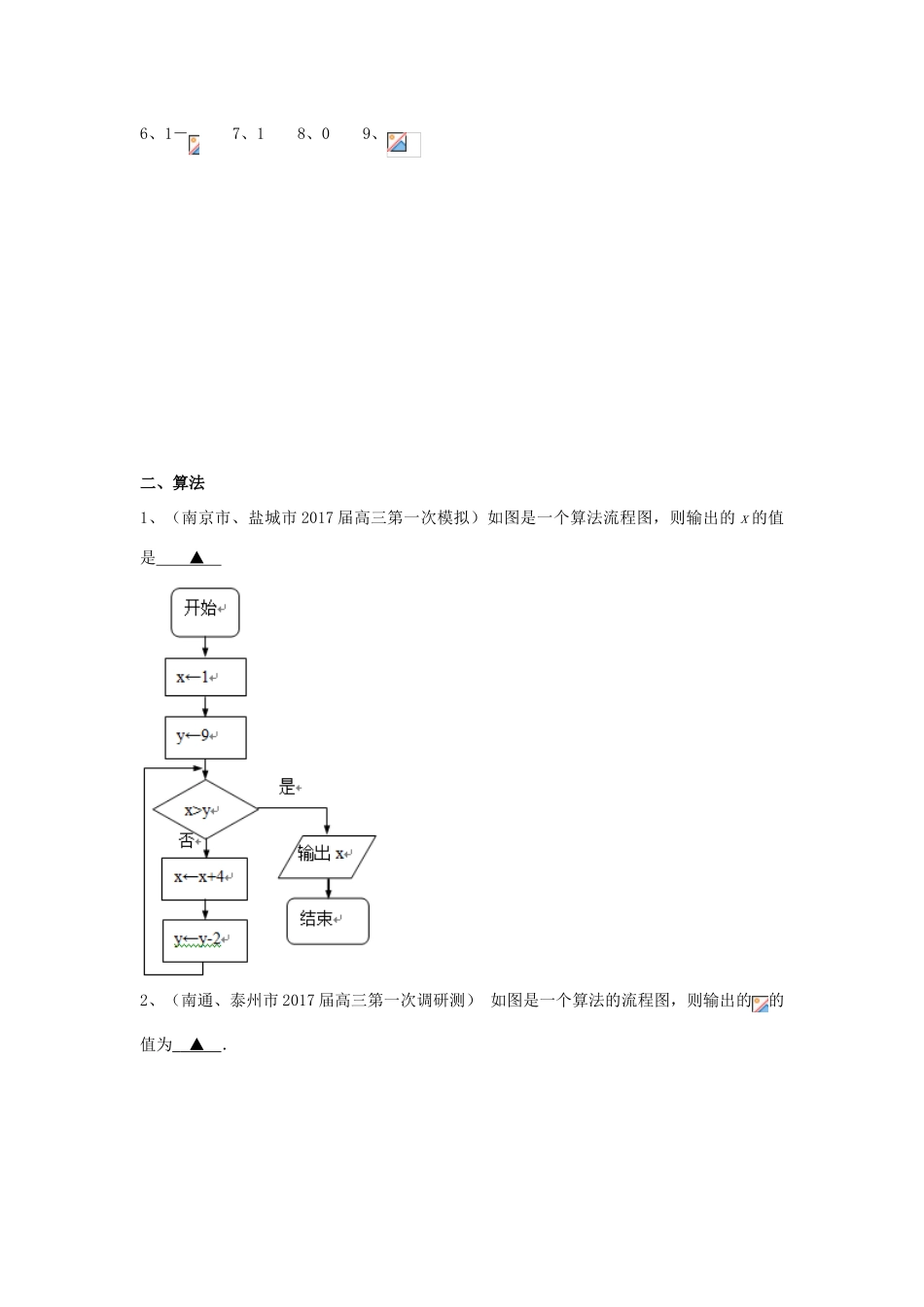 江苏省13市高三数学上学期考试试题分类汇编 复数与算法-人教版高三全册数学试题_第2页