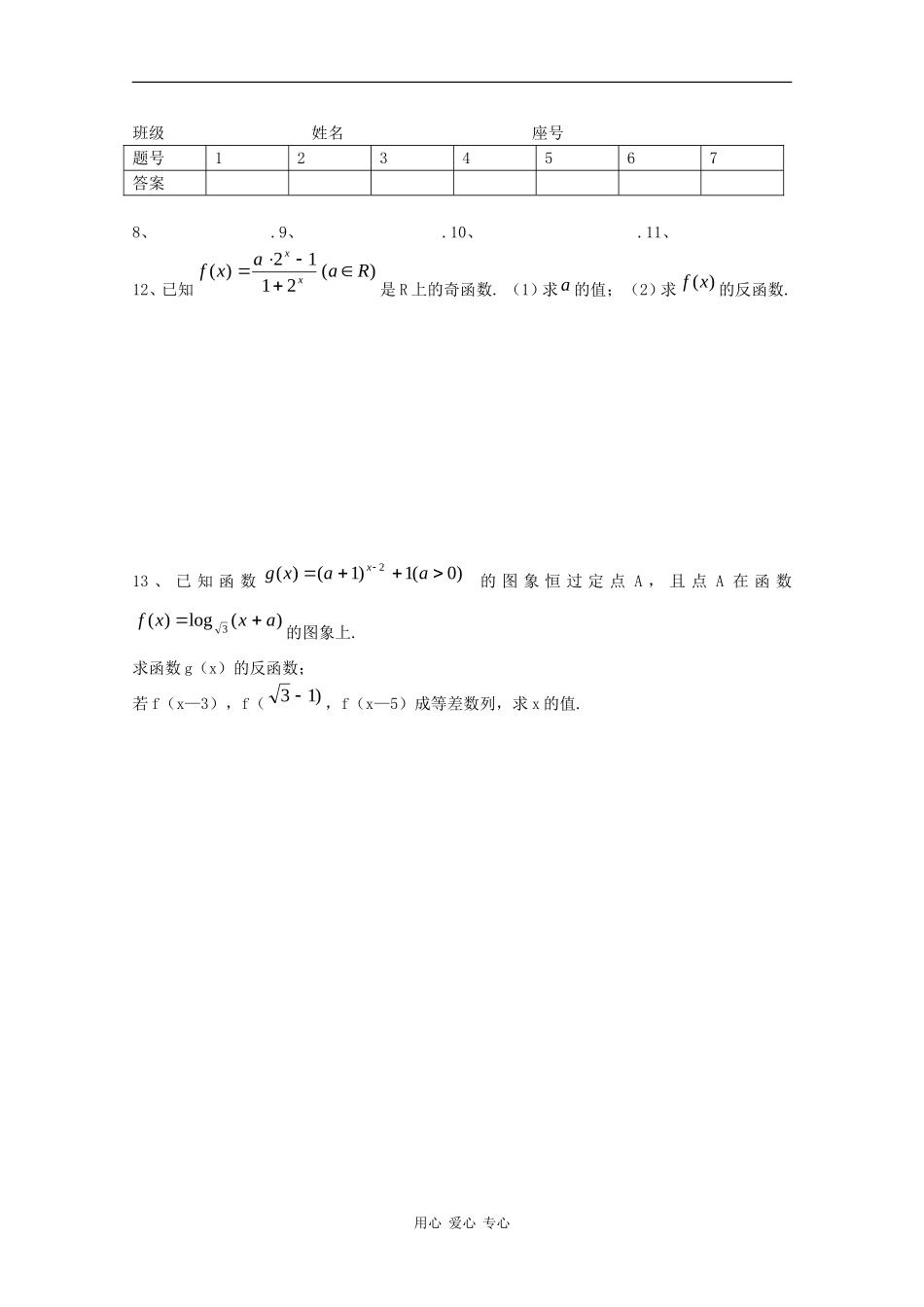 高中数学专练：反函数_第2页