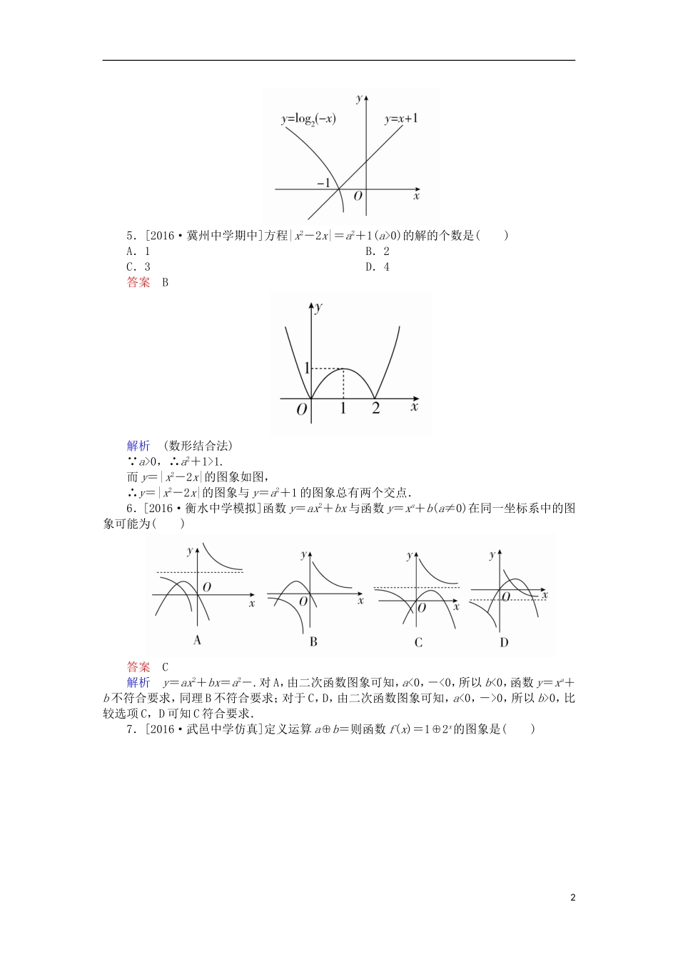 高考数学一轮复习 第二章 函数的概念及其基本性质 2.7 函数的图象课时练 理-人教版高三全册数学试题_第2页