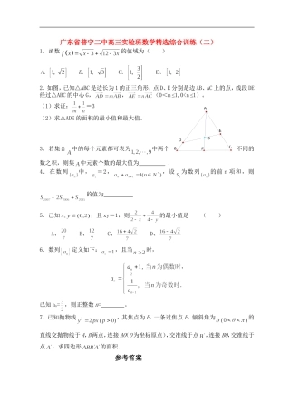 广东省普宁二中高三数学实验班精选综合训练（二）