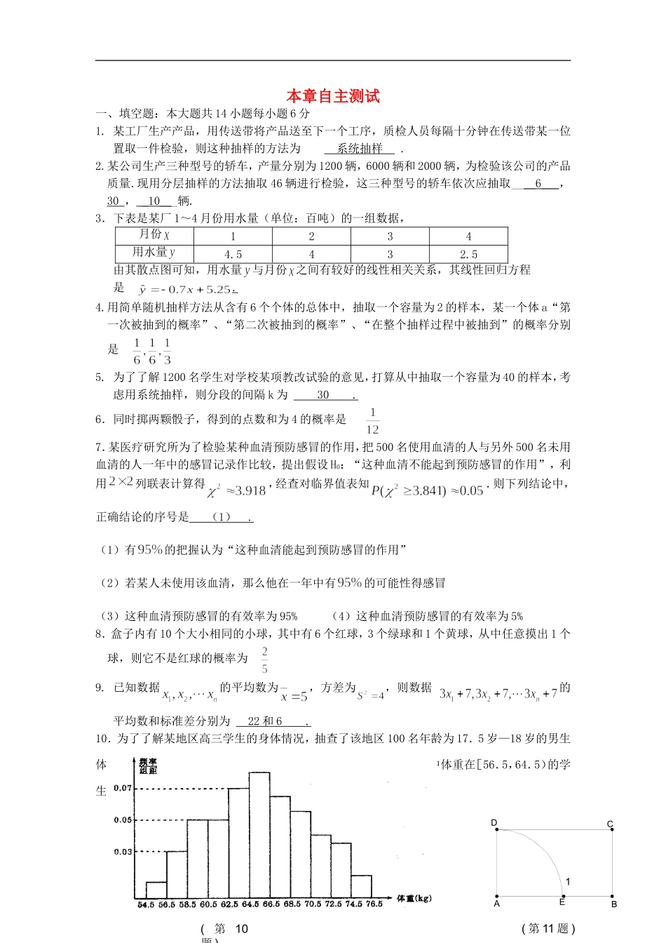 高考数学 考前最后一轮基础知识巩固之第十一章测试_第1页