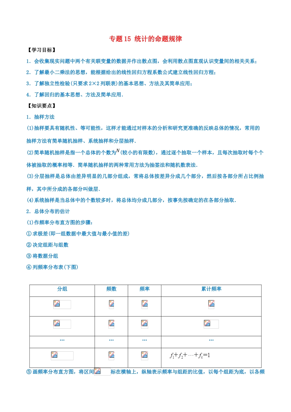 高考数学 命题热点全覆盖 专题15 统计的命题规律 理-人教版高三全册数学试题_第1页