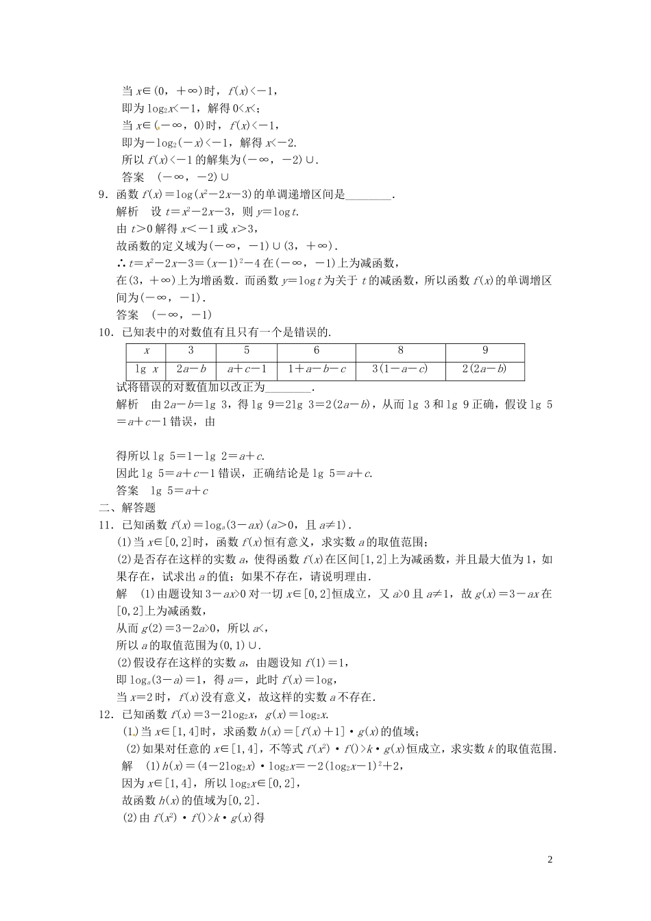 高考数学大一轮复习 2.6对数与对数函数试题 理 苏教版-苏教版高三全册数学试题_第2页