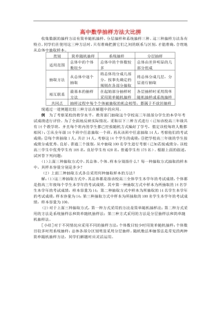 高中数学抽样方法大比拼 专题辅导