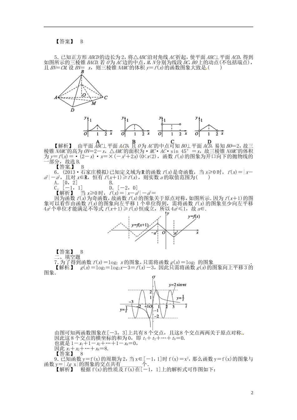 高考数学一轮复习 2.4函数的图象课时达标训练 文 湘教版-湘教版高三全册数学试题_第2页