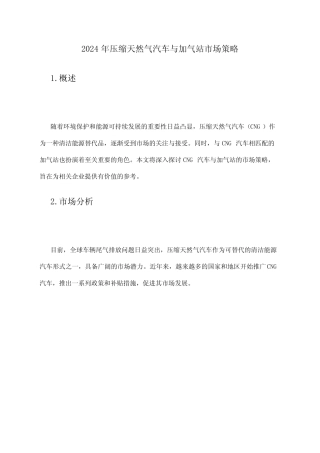 2024年压缩天然气汽车与加气站市场策略