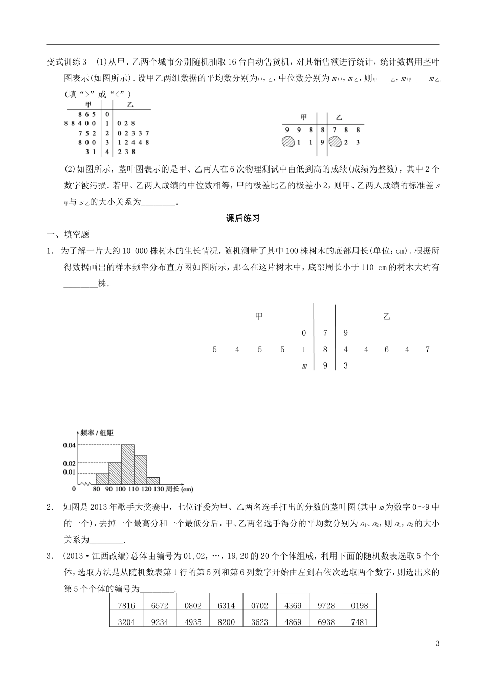 江苏省宿迁市马陵中学高三数学专题复习 统计检测题_第3页