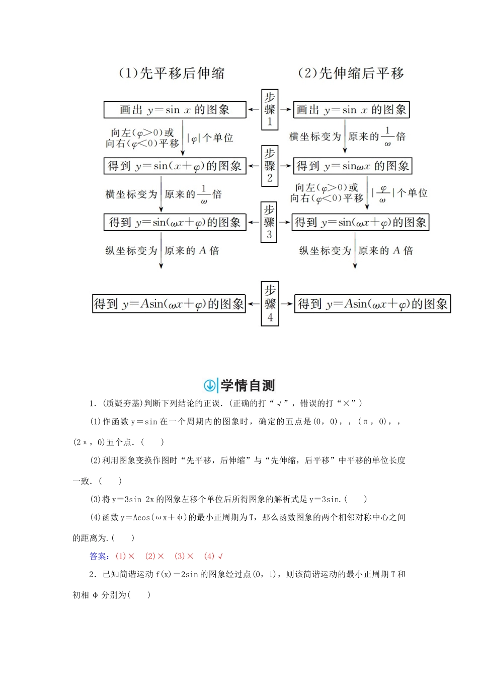 高考数学一轮总复习 第三章 三角函数、解三角形 第四节 函数y＝Asin(ωx＋φ)的图象及三角练习 文-人教版高三全册数学试题_第2页