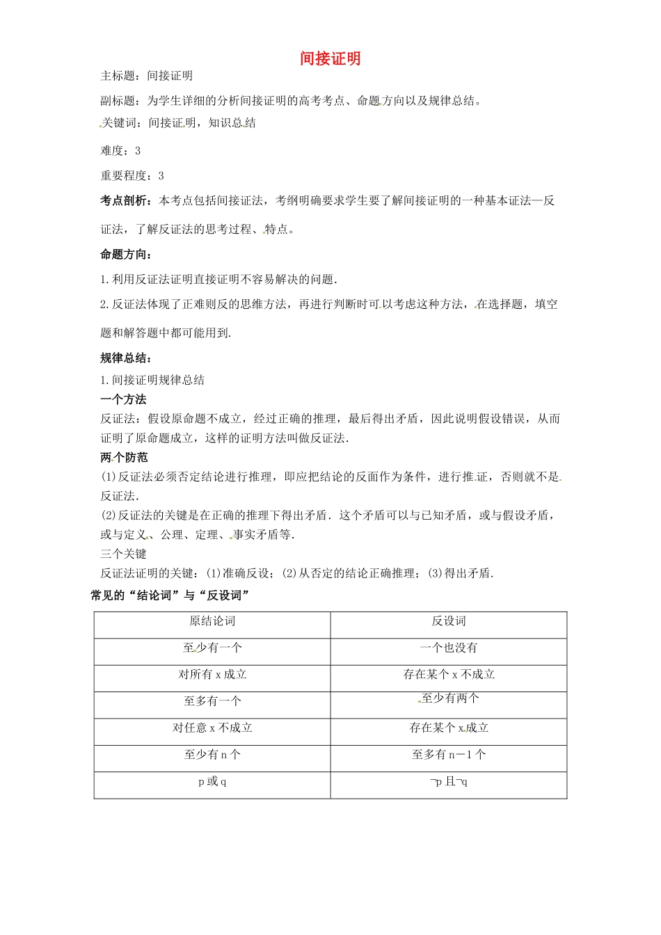 高考数学复习 专题13 推理与证明、数系的扩充 间接证明考点剖析-人教版高三全册数学试题_第1页