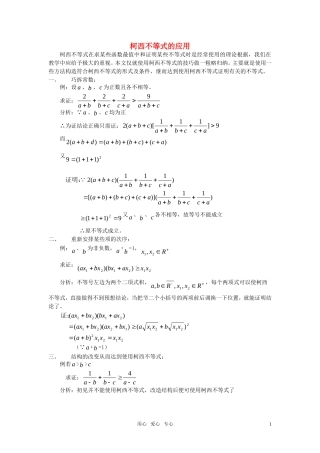 高考数学 柯西不等式的应用分析