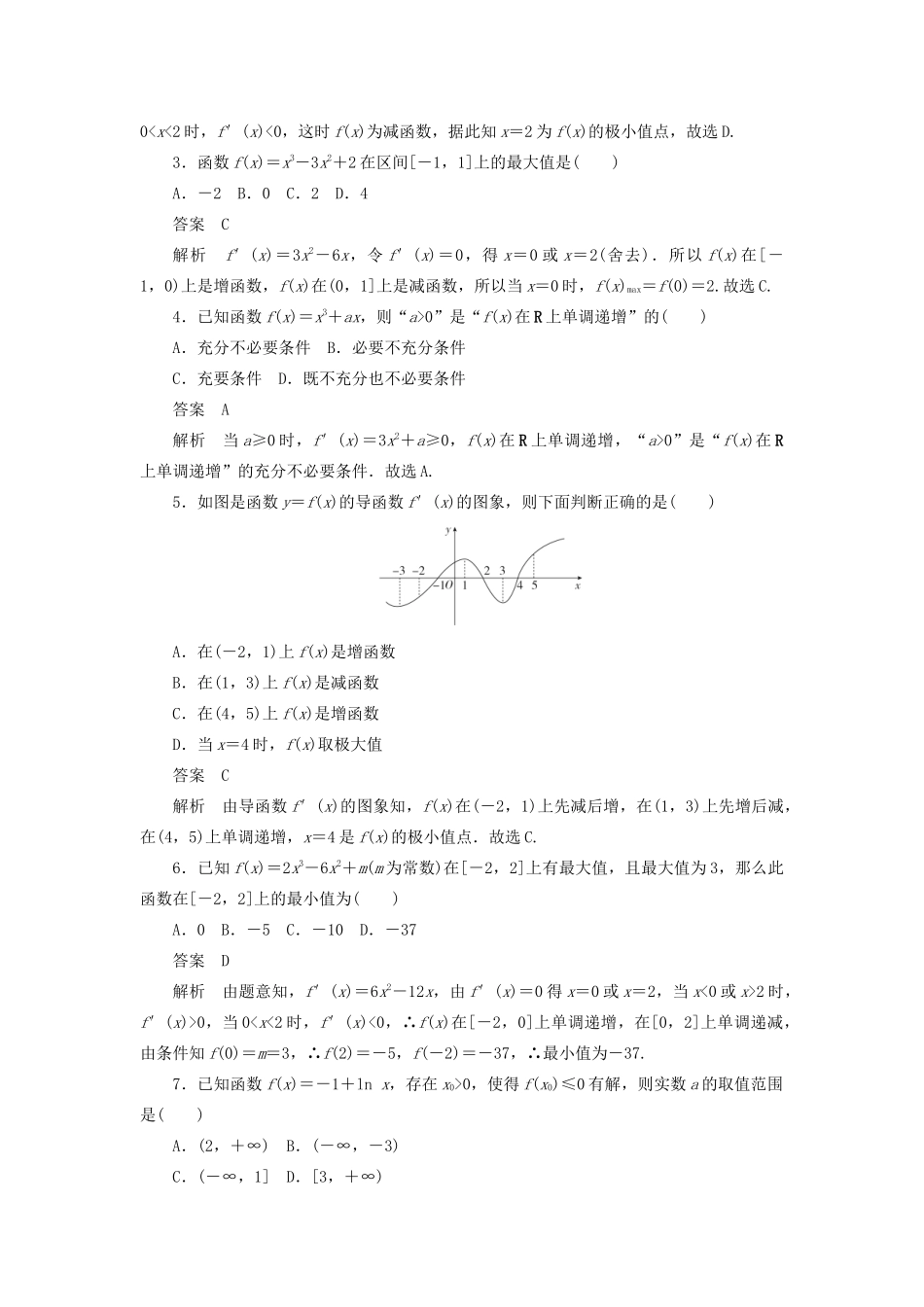 高考数学刷题首选卷 第二章 函数、导数及其应用 考点测试15 导数的应用（一） 文（含解析）-人教版高三全册数学试题_第2页