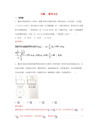 高考数学 专题11 数学文化分项试题（含解析）理-人教版高三全册数学试题