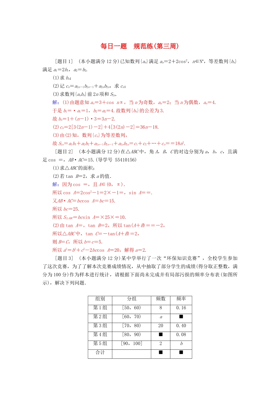 高考数学二轮复习 每日一题 第三周规范练 文-人教版高三全册数学试题_第1页