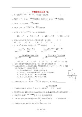 高中数学专练：导数的综合应用（2）