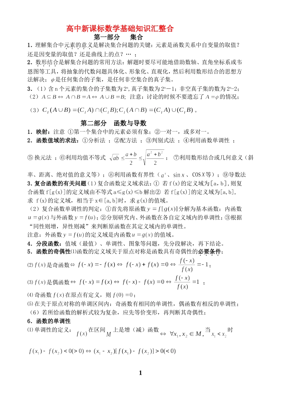 高中新课标数学基础知识汇整合苏教版_第1页