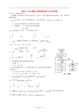 漳州一中09届高三理科数学第5次月考试卷