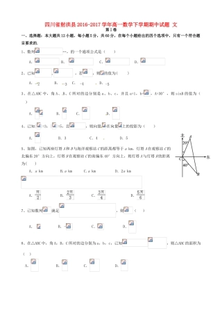 四川省射洪县高一数学下学期期中试题 文-人教版高一全册数学试题