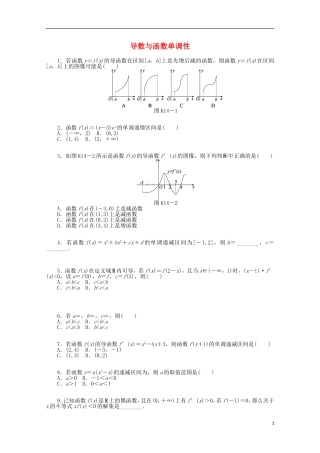 高考数学一轮复习 导数与函数单调性基础知识检测 文-人教版高三全册数学试题