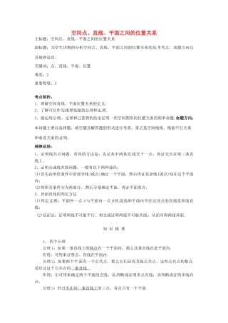高考数学复习 专题03 立体几何 空间点、直线、平面之间的位置关系考点剖析-人教版高三全册数学试题