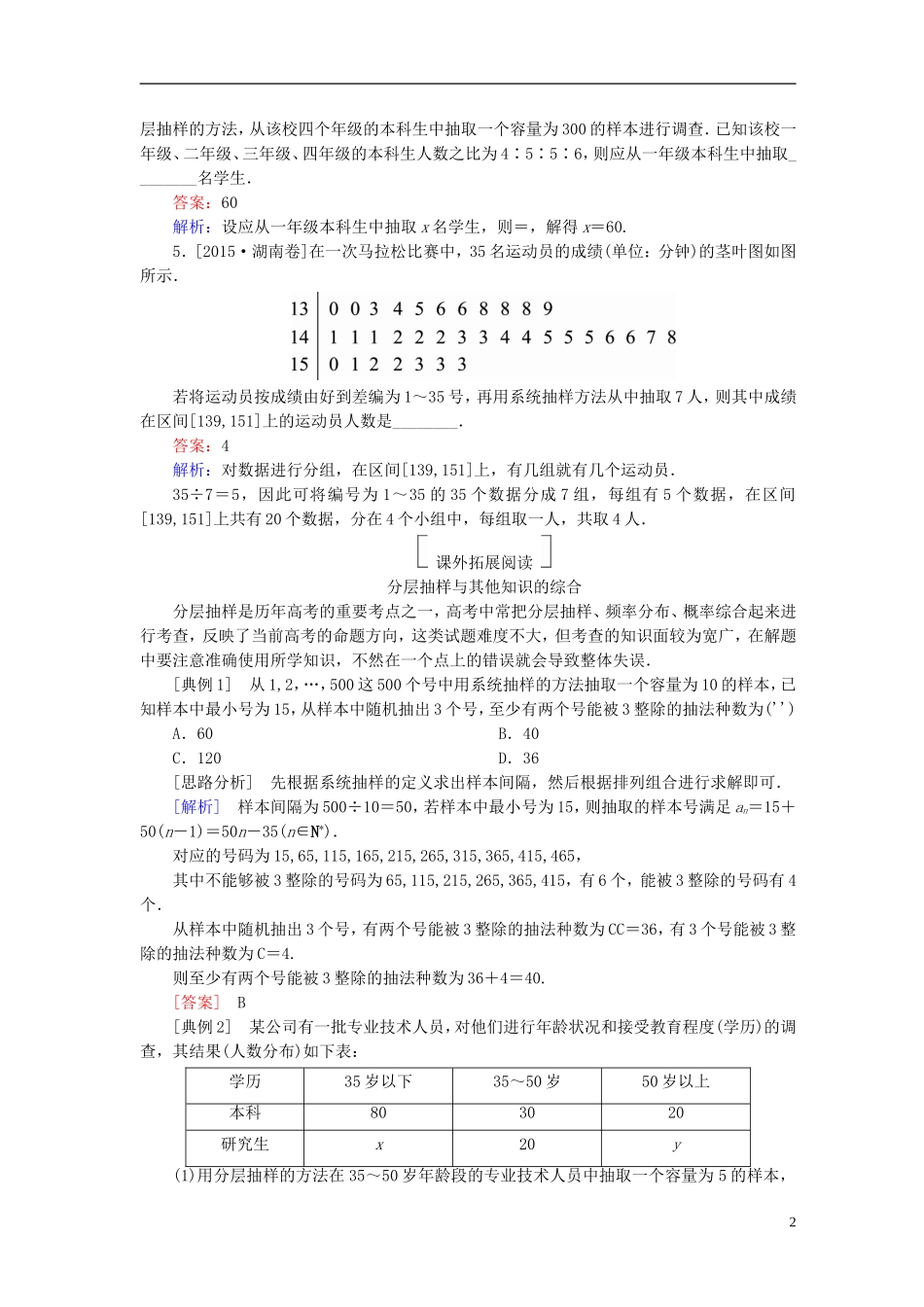 高考数学一轮复习 第十章 统计与统计案例 10.1 随机抽样真题演练集训 理 新人教A版-新人教A版高三全册数学试题_第2页