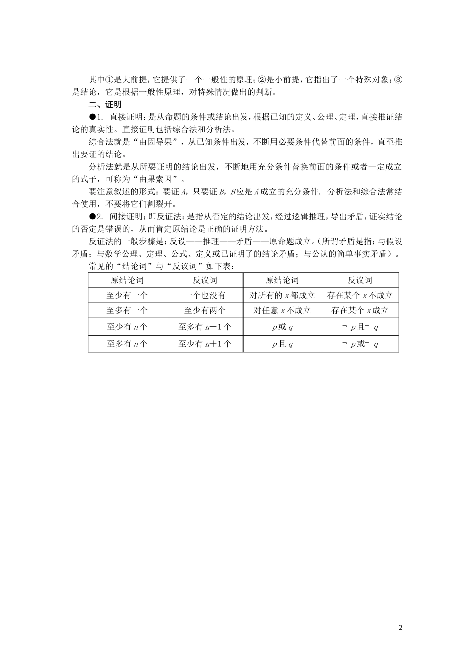 山东省烟台市芝罘区高考数学 知识点总结 专题10 模块选讲之推理与证明 新人教A版-新人教A版高三全册数学试题_第2页