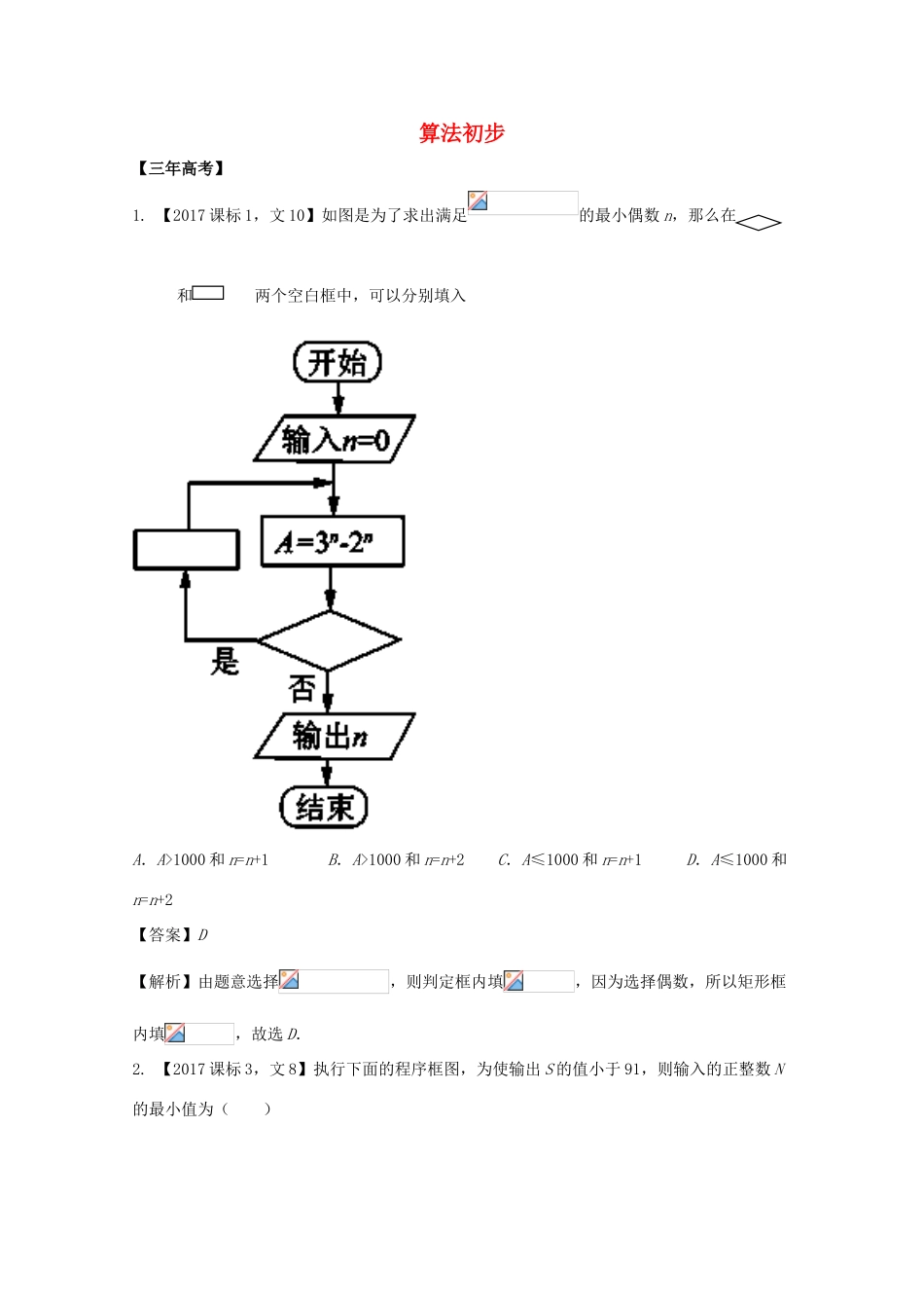 高考数学 专题12.1 算法初步试题 文-人教版高三全册数学试题_第1页