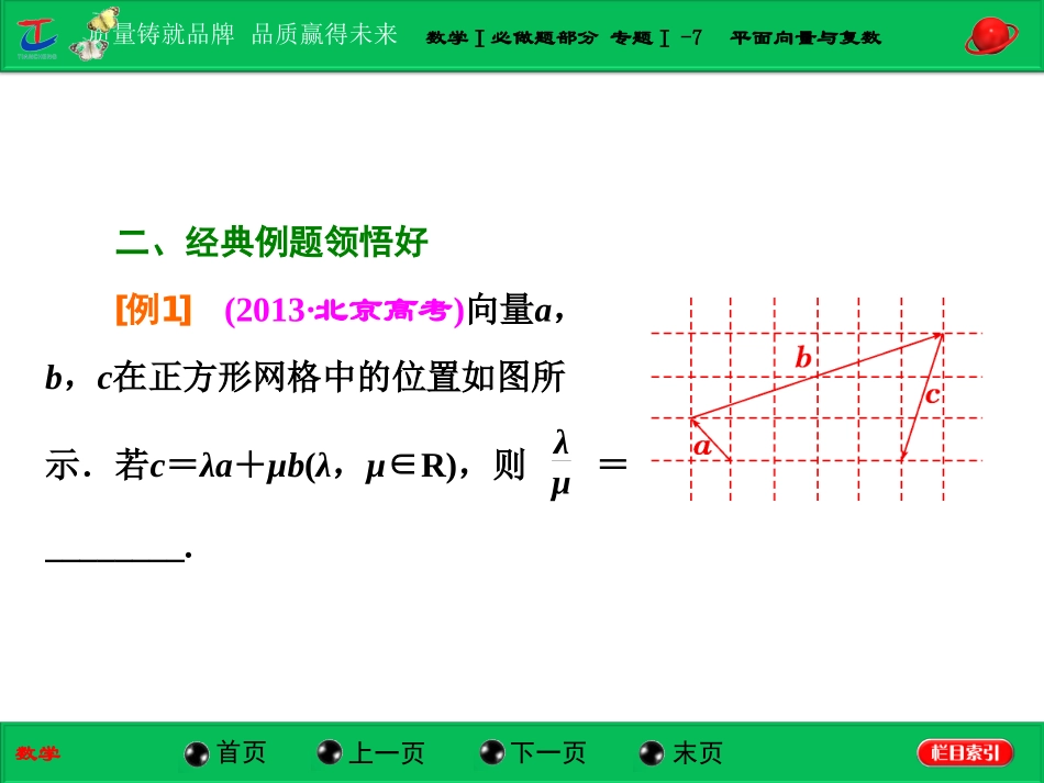 第一部分数学Ⅰ必做题部分专题Ⅰ-7平面向量与复数_第2页