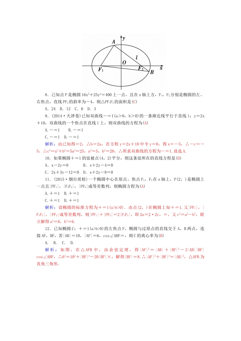 高考数学二轮复习 专题6 解析几何 专题综合检测六 理-人教版高三全册数学试题_第2页