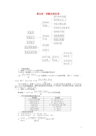 山东省济宁市高考数学一轮复习 第五讲 导数及其应用讲练 理 新人教A版-新人教A版高三全册数学试题