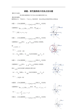 圆锥曲线的焦点弦问题（修改稿）