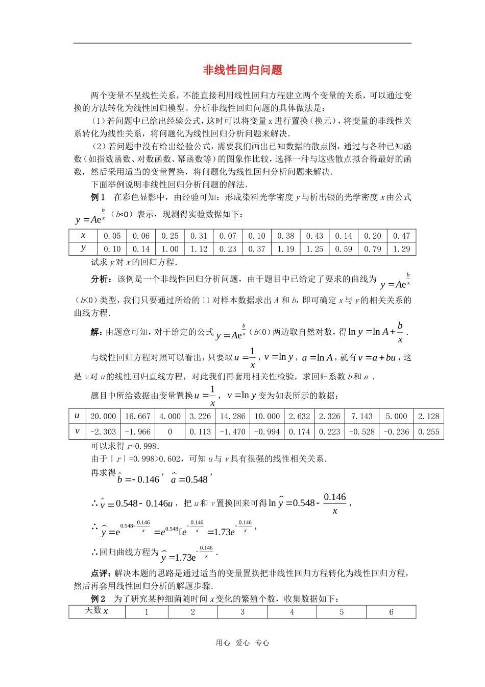 高考数学复习点拨 非线性回归问题_第1页