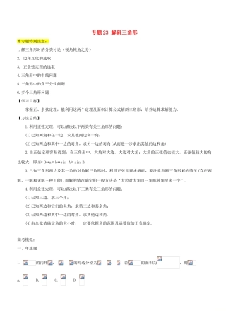 高考数学一轮总复习 专题23 解斜三角形检测 理-人教版高三全册数学试题