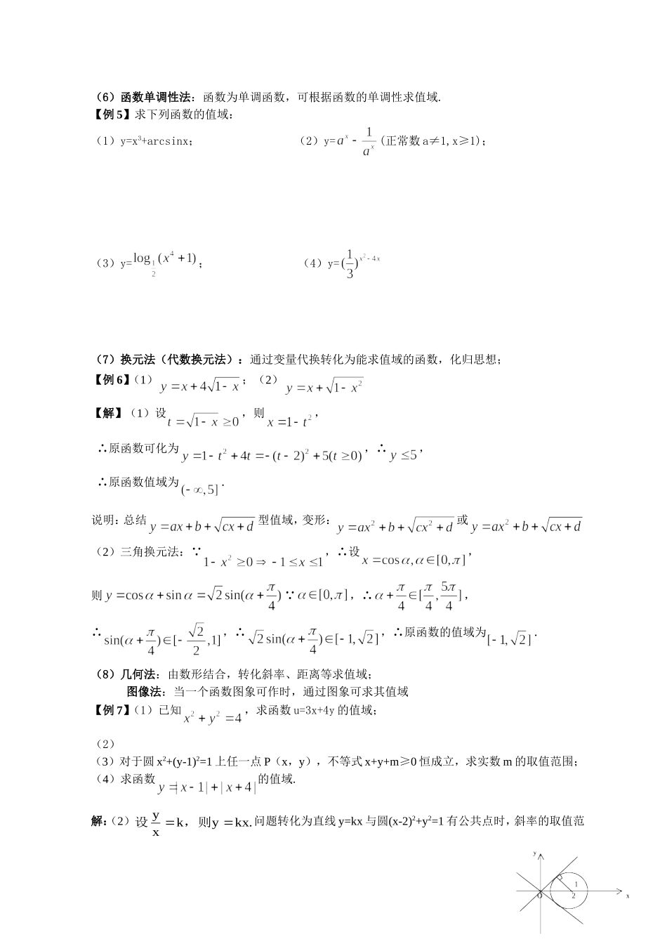上海市封浜中学高三数学第一轮基础知识总复习九(5)求函数值域的方法_第3页