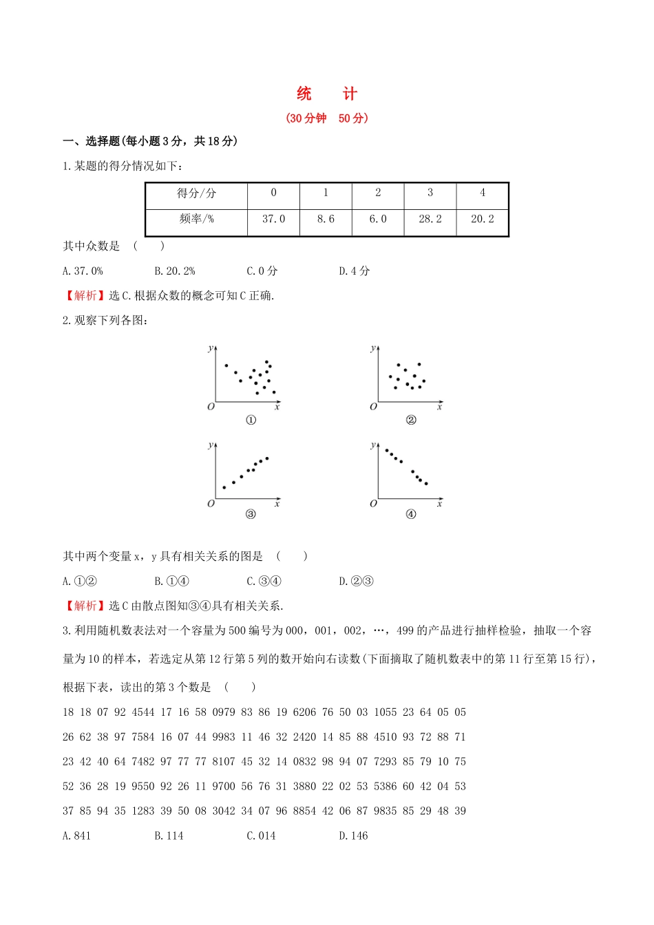 高中数学 第二章 统计专题强化训练 新人教A版必修3-新人教A版高一必修3数学试题_第1页