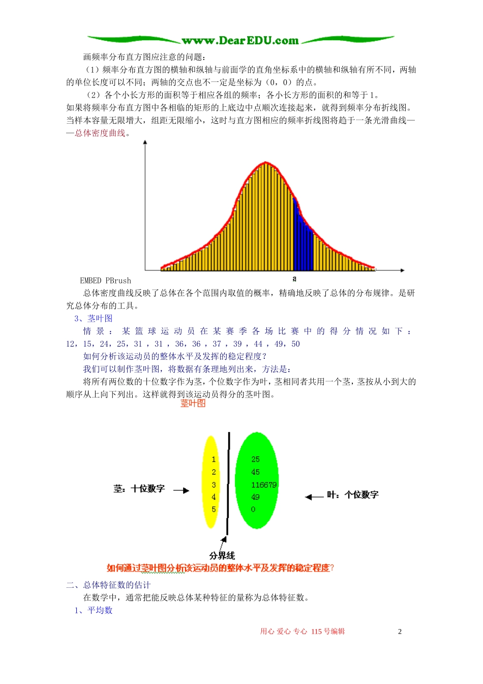 总体分布估计与总体特征数的估计知识精讲 苏教版_第2页