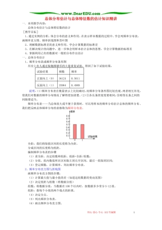 总体分布估计与总体特征数的估计知识精讲 苏教版