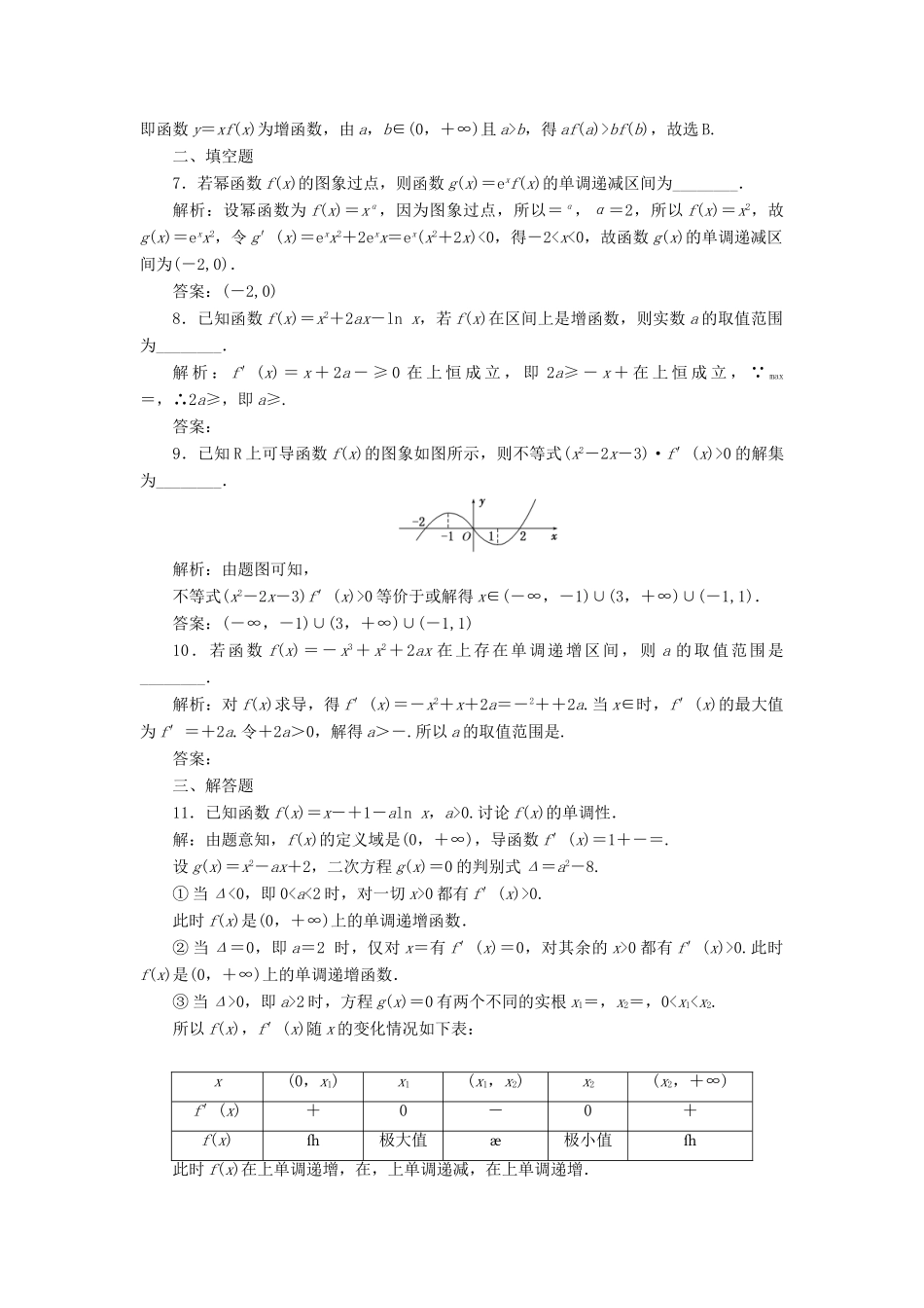 高考数学大一轮复习 第三章 导数及其应用 课时达标检测（十五）导数与函数的单调性 理-人教版高三全册数学试题_第3页