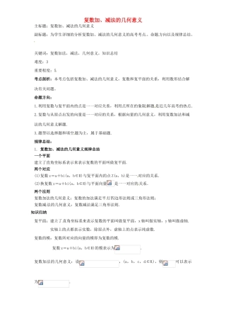 高考数学复习 专题13 推理与证明、数系的扩充 复数加、减法的几何意义考点剖析-人教版高三全册数学试题