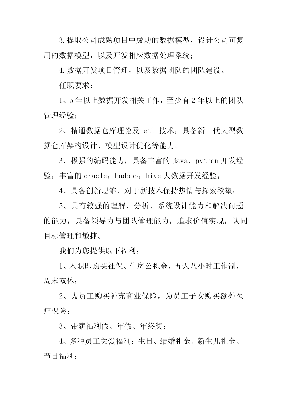 2024年数据仓库经理岗位职责4篇 _第2页