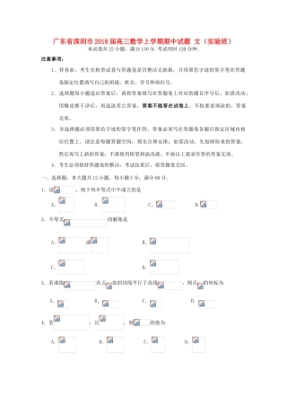广东省深圳市高三数学上学期期中试题 文（实验班）-人教版高三全册数学试题