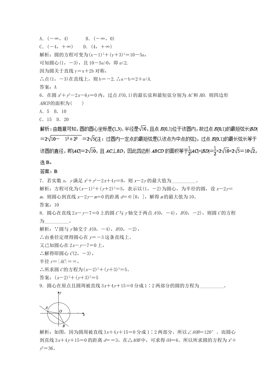 高考数学一轮复习 专题47 圆的方程押题专练 理-人教版高三全册数学试题_第2页