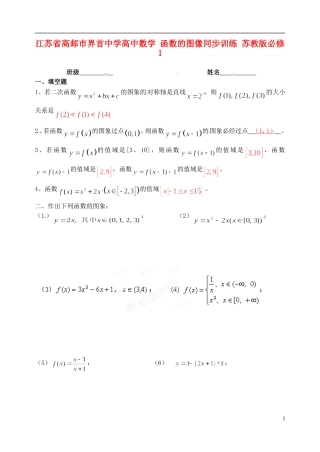 江苏省高邮市界首中学高中数学 函数的图像同步训练 苏教版必修1