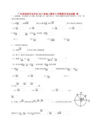 广东省深圳市宝安区高三数学上学期期末考试试题 理-人教版高三全册数学试题