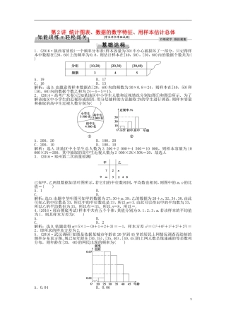 高考数学一轮复习 第10章 统计、统计案例及算法初步 第2讲 统计图表、数据的数字特征、用样本估计总体知能训练轻松闯关 文 北师大版-北师大版高三全册数学试题