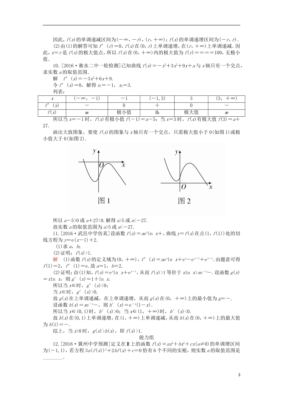 高考数学一轮复习 第三章 导数及其应用 3.2 导数的应用课时练 理-人教版高三全册数学试题_第3页