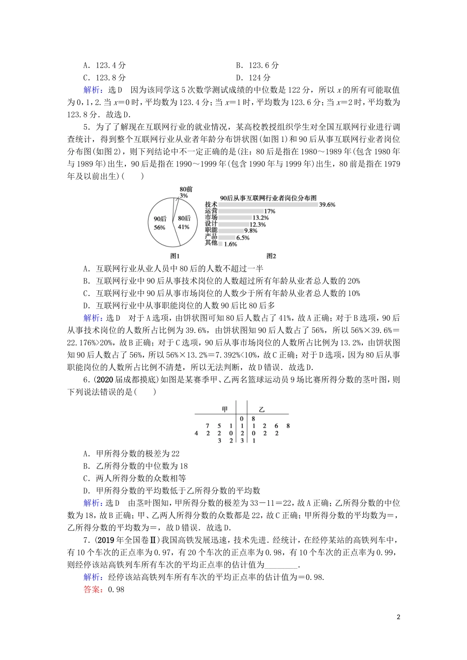 高考数学一轮复习 第10章 统计与统计案例 第2节 用样本估计总体课时跟踪检测 理 新人教A版-新人教A版高三全册数学试题_第2页
