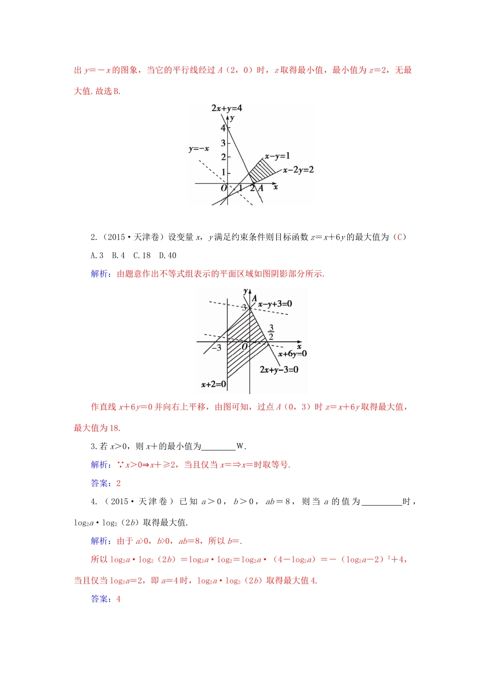 高考数学二轮复习 专题4 不等式 第二讲 线性规划、基本不等式与不等式的证明 文-人教版高三全册数学试题_第3页